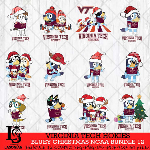 Virginia Tech Hokies Bluey Christmas NCAA Bundle 12 Cricut File Cut Files , Bluey Cricut , Christmas Svg , Bluey svg , Digital Download, dxf eps png pdf file