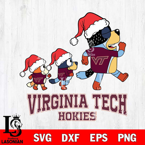 Virginia Tech Hokies Bluey Family Christmas Svg Eps Dxf Png File, Digital Download