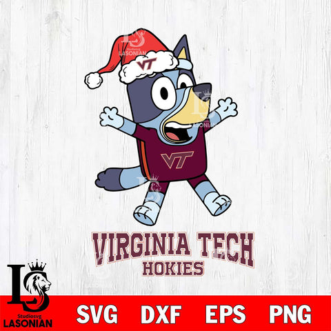 Virginia Tech Hokies Bluey Happy Christmas Svg Eps Dxf Png File, Digital Download