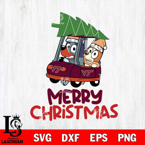 Virginia Tech Hokies Bluey Merry Christmas Svg Eps Dxf Png File, Digital Download