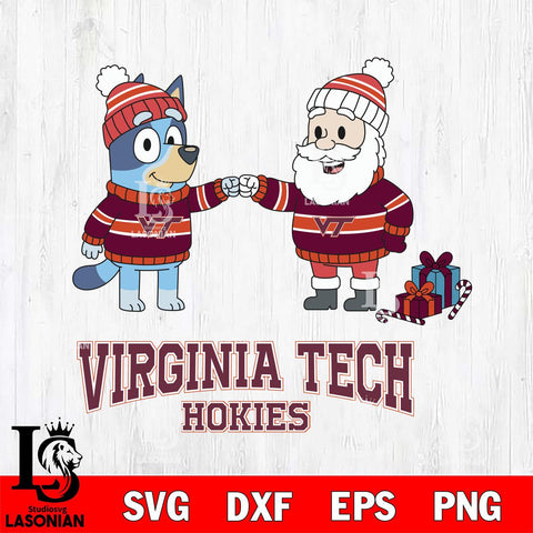 Virginia Tech Hokies Bluey With Satan Christmas File Cut, NCAA SVG DXF EPS PNG FILE, Digital Download,Instant Download, Silhouette
