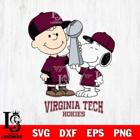 Virginia Tech Hokies Charlie Brown and Snoopy Champions Svg Eps Dxf Png File, NCAA svg , Digital Download , Instant Download, Cricut File