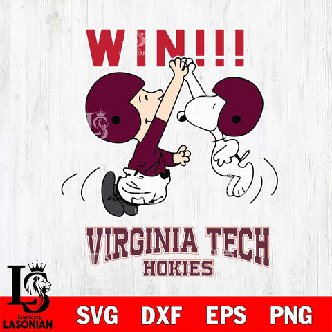 Virginia Tech Hokies Charlie Brown and Snoopy Win Svg Eps Dxf Png File, NCAA svg , Digital Download , Instant Download, Cricut File