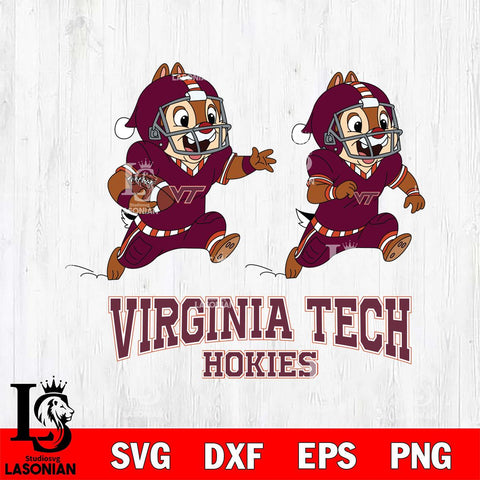 Virginia Tech Hokies Chip & Dale Football Cricut,Christmas SVG DXF EPS PNG FILE, NCAA Digital Download,Instant Download, Silhouette