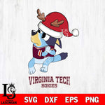 Virginia Tech Hokies Christmas Bluey Santa Claus Cut Files,Bluey Cricut,Christmas Svg , Bluey svg , Digital Download, dxf eps png pdf file