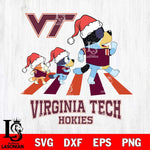 Virginia Tech Hokies Christmas Family Bluey Walking Cut Files,Bluey Cricut,Christmas Svg , Bluey svg , Digital Download, dxf eps png pdf file