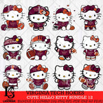 Virginia Tech Hokies Cute Hello Kitty Bundle 12 SVG Eps Dxf Png File, NCAA Bundle svg, Digital Download, Instant Download