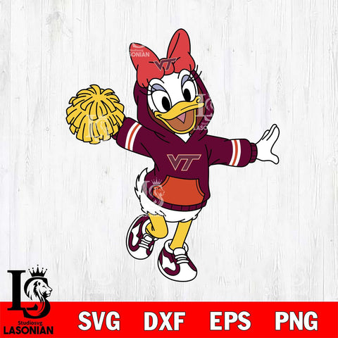 Virginia Tech Hokies Daisy Duck Cheerleader Christmas File Cut, NCAA SVG DXF EPS PNG FILE, Digital Download , Criucut , Silhouette