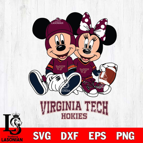 Virginia Tech Hokies Disney Mickey And Minnie Football Svg Eps Dxf Png File, NCAA svg , Digital Download , Instant Download, Cricut File