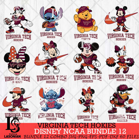 Virginia Tech Hokies Disney NCAA Bundle Svg PNG 12 Svg Eps Dxf Png File, Digital Download