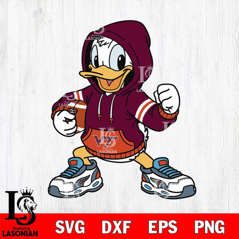 Virginia Tech Hokies Donald Duck Disney Christmas File Cut, NCAA SVG DXF EPS PNG FILE, Digital Download , Criucut , Silhouette