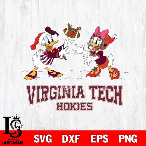 Virginia Tech Hokies Donald Duck & Daisy Duck Football Cricut,Christmas SVG DXF EPS PNG FILE, NCAA Digital Download,Instant Download, Silhouette