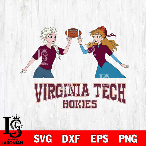 Virginia Tech Hokies Elsa & Anna Football Cricut,Christmas SVG DXF EPS PNG FILE, NCAA Digital Download,Instant Download, Silhouette