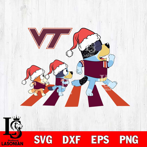 Virginia Tech Hokies Family Bluey Walking Christmas Svg Eps Dxf Png File, Digital Download, Instant Download