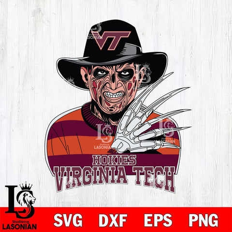 Virginia Tech Hokies Freddy Krueger Horror Halloween Svg Eps Dxf Png File, NCAA svg, Digital Download, Instant Download