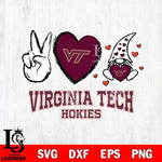 Virginia Tech Hokies Gnomes Peace & Love Svg Eps Dxf Png File, Digital Download, Instant Download