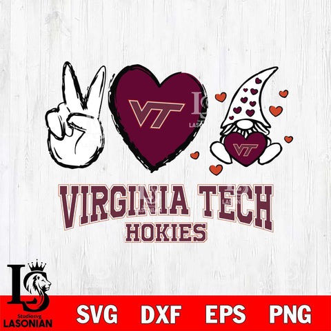 Virginia Tech Hokies Gnomes Peace & Love Svg Eps Dxf Png File, Digital Download, Instant Download