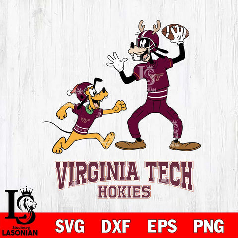 Virginia Tech Hokies Goofy & Pluto Football Cricut,Christmas SVG DXF EPS PNG FILE, NCAA Digital Download,Instant Download, Silhouette