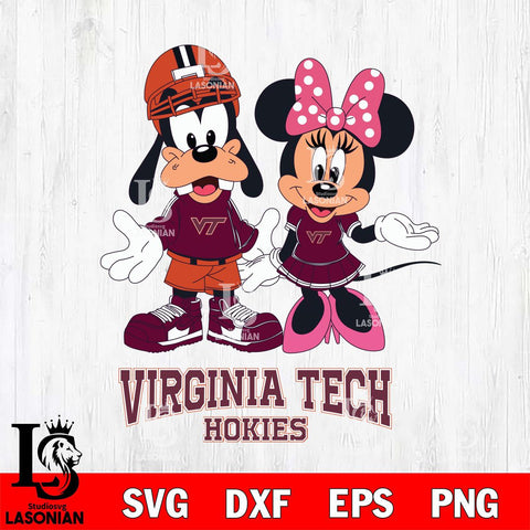 Virginia Tech Hokies Goofy and Minnie mouse Football SVG DXF EPS PNG FILE,NCAA svg ,Football Digital Download,Instant Download, Silhouette