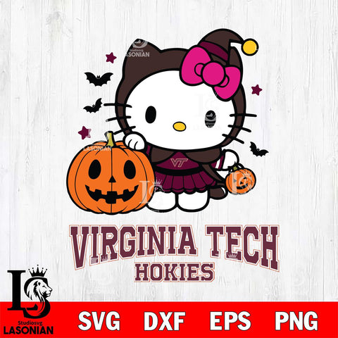 Virginia Tech Hokies Hello Kitty Horror 1 Svg Eps Dxf Png File, Digital Download