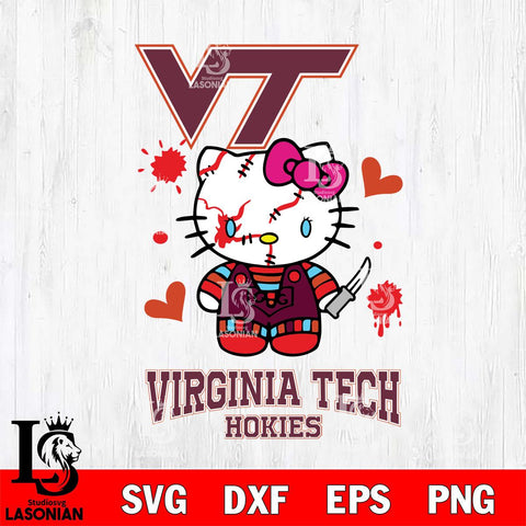 Virginia Tech Hokies Hello Kitty Horror 2 Svg Eps Dxf Png File, Digital Download