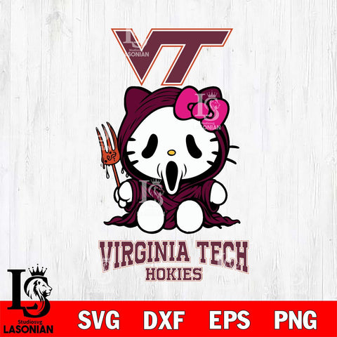 Virginia Tech Hokies Hello Kitty Horror 4 Svg Eps Dxf Png File, Digital Download