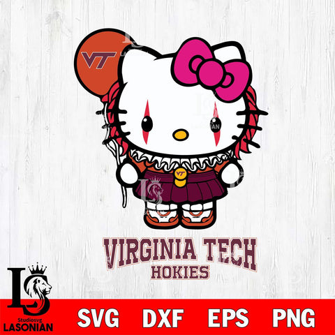 Virginia Tech Hokies Hello Kitty Horror 7 Svg Eps Dxf Png File, Digital Download