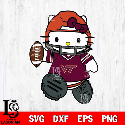 Virginia Tech Hokies Hello Kitty sport Svg Eps Dxf Png File, NCAA svg, Digital Download, Instant Download