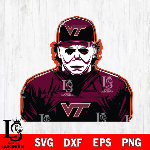 Virginia Tech Hokies Michael Myers Horror Halloween Svg Eps Dxf Png File, NCAA svg, Digital Download, Instant Download