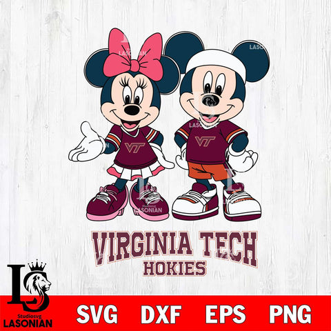 Virginia Tech Hokies Mickey And Minnie Football Svg Eps Dxf Png File, NCAA svg , Digital Download , Instant Download, Cricut File