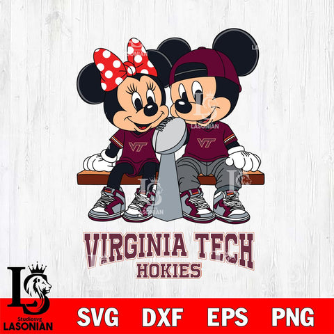 Virginia Tech Hokies Mickey And Minnie Football Champions Svg Eps Dxf Png File, NCAA svg , Digital Download , Instant Download, Cricut File