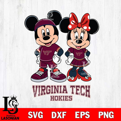 Virginia Tech Hokies Mickey And Minnie Rugby Svg Eps Dxf Png File, NCAA svg , Digital Download , Instant Download, Cricut File