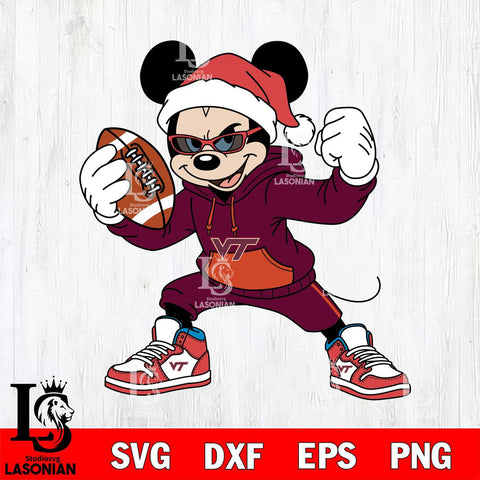 Virginia Tech Hokies Mickey Cool Football Christmas File Cut, NCAA SVG DXF EPS PNG FILE, Digital Download , Criucut , Silhouette