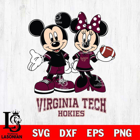 Virginia Tech Hokies Mickey Minnie Football Svg Eps Dxf Png File, NCAA svg , Digital Download , Instant Download, Cricut File