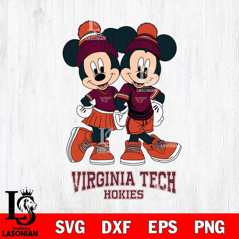 Virginia Tech Hokies Mickey Minnie Valentine Football Svg Eps Dxf Png File, NCAA svg , Digital Download , Instant Download, Cricut File