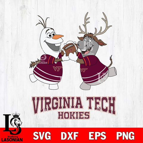 Virginia Tech Hokies Olaf & Sven Football Cricut,Christmas SVG DXF EPS PNG FILE, NCAA Digital Download,Instant Download, Silhouette