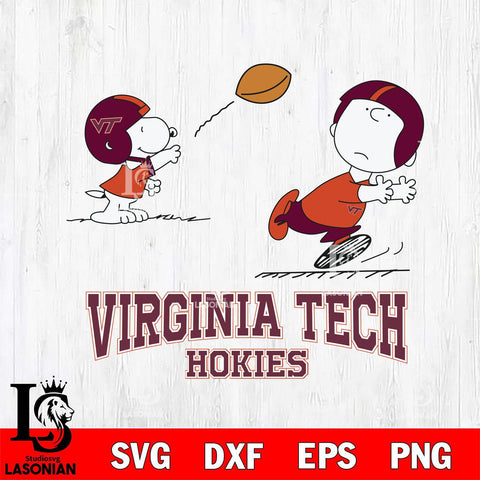 Virginia Tech Hokies Peanuts play football SVG DXF EPS PNG FILE,Snoopy File Cut, NCAA Digital Download,Instant Download,Christmas Silhouette