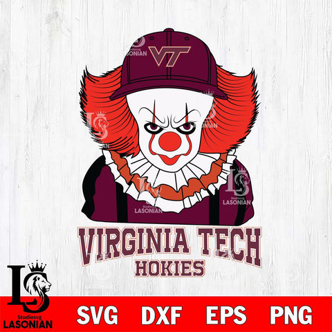 Virginia Tech Hokies Pennywise Horror Sport 10 Svg Eps Dxf Png File, Digital Download