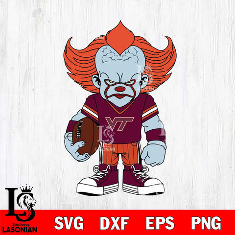 Virginia Tech Hokies Pennywise Horror Sport 11 Svg Eps Dxf Png File, Digital Download