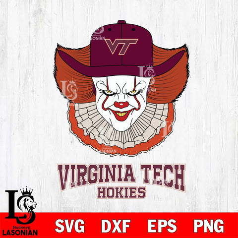 Virginia Tech Hokies Pennywise Horror Sport 12 Svg Eps Dxf Png File, Digital Download