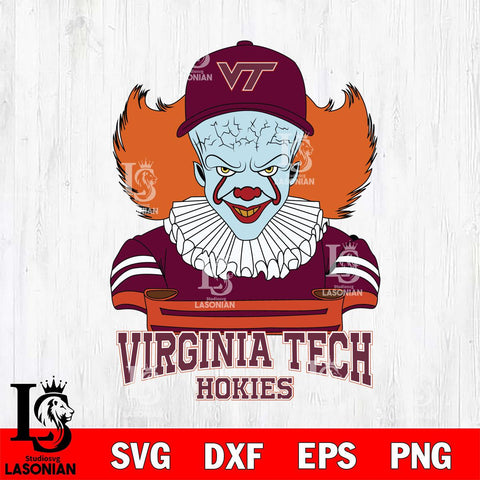 Virginia Tech Hokies Pennywise Horror Sport 2 Svg Eps Dxf Png File, Digital Download