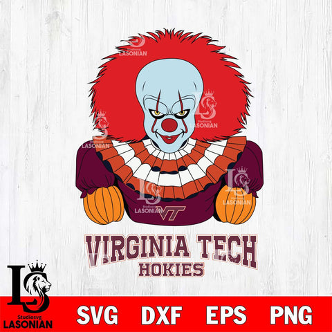 Virginia Tech Hokies Pennywise Horror Sport 3 Svg Eps Dxf Png File, Digital Download