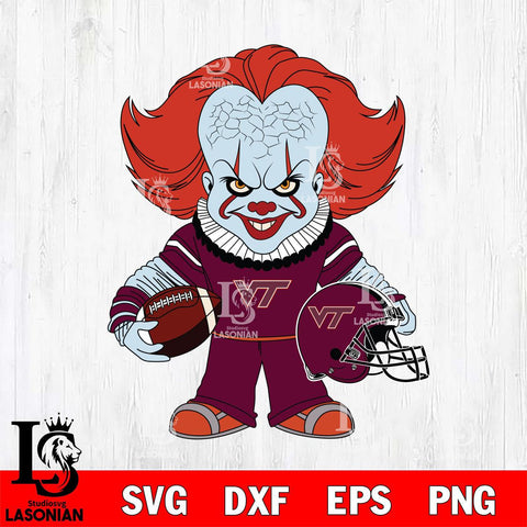 Virginia Tech Hokies Pennywise Horror Sport Svg Eps Dxf Png File, Digital Download