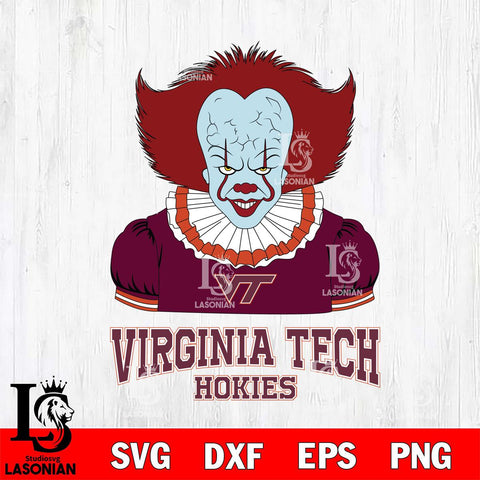 Virginia Tech Hokies Pennywise Horror Sport 5 Svg Eps Dxf Png File, Digital Download