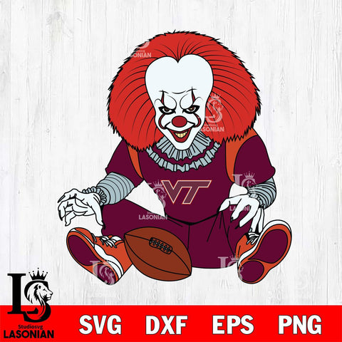 Virginia Tech Hokies Pennywise Horror Sport 6 Svg Eps Dxf Png File, Digital Download