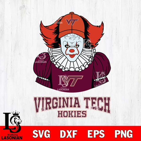 Virginia Tech Hokies Pennywise Horror Sport 7 Svg Eps Dxf Png File, Digital Download