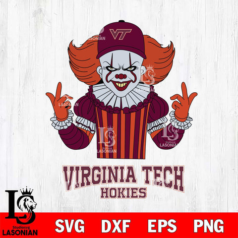 Virginia Tech Hokies Pennywise Horror Sport 8 Svg Eps Dxf Png File, Digital Download