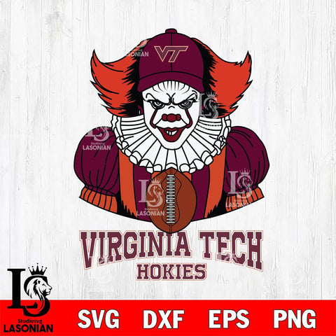 Virginia Tech Hokies Pennywise Horror Sport 9 Svg Eps Dxf Png File, Digital Download