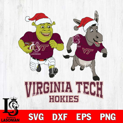 Virginia Tech Hokies Shrek and Donkey Football Cricut,Christmas SVG DXF EPS PNG FILE, NCAA Digital Download,Instant Download, Silhouette
