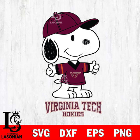 Virginia Tech Hokies Snoopy football SVG DXF EPS PNG FILE,Snoopy File Cut, NCAA Digital Download,Instant Download,Christmas Silhouette